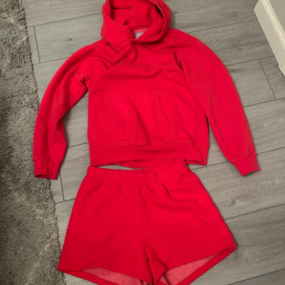 Aritzia TNA cozy fleece hoodie/ TNA cozy fleece shorts
